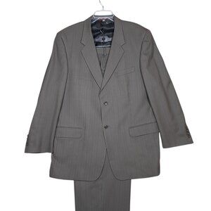 Vtg Pierre Cardin Mens Suit 46L 40x30 Gray Wool Pleated 2 Piece 90s Business